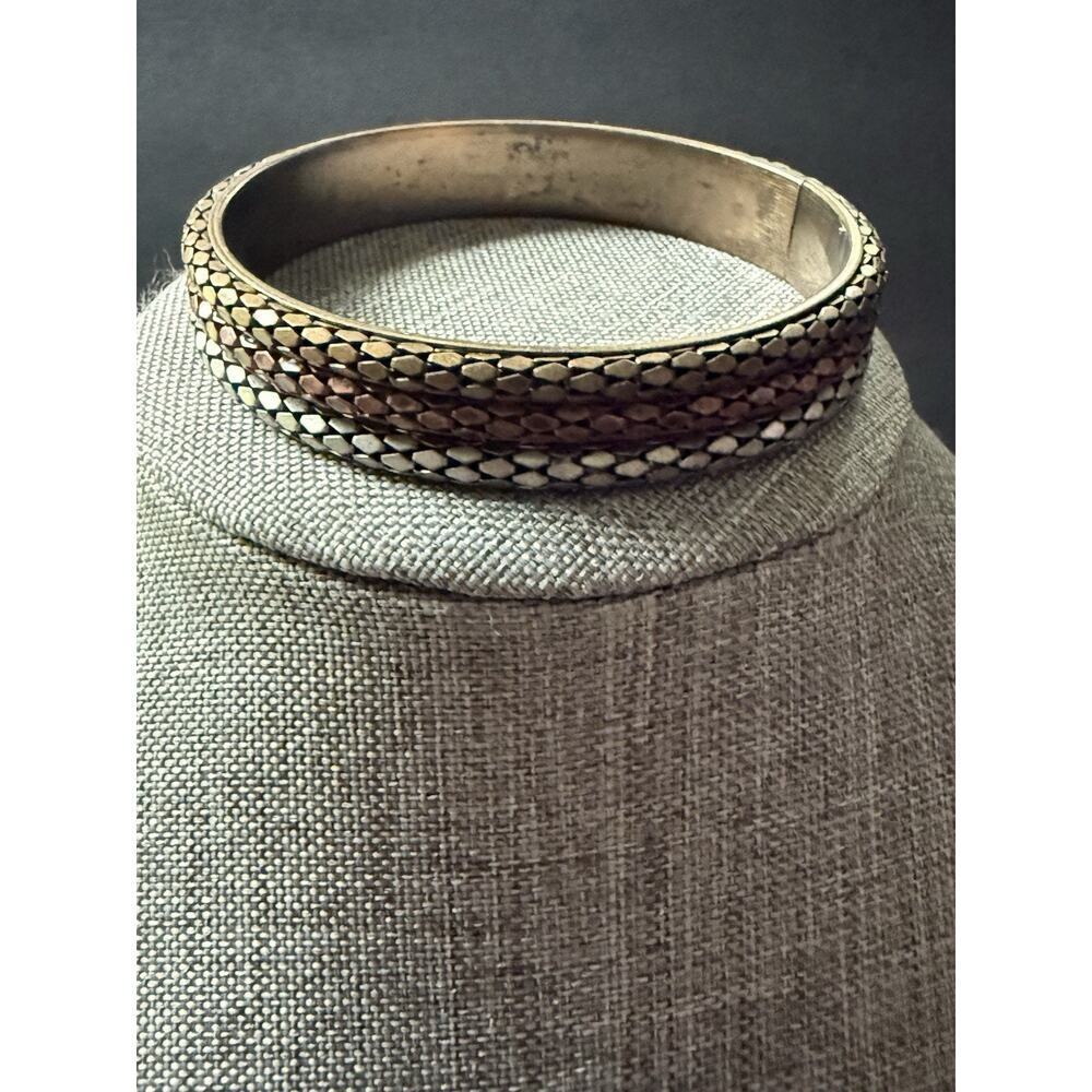 Vintage Tri Color Mesh Bangle Bracelet Copper Gold Bronze Y2K 80s Boho Casual